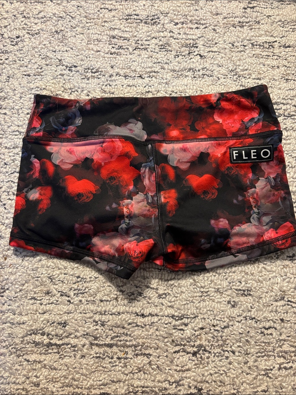 Fleo Black and Red Floral Bike Shorts